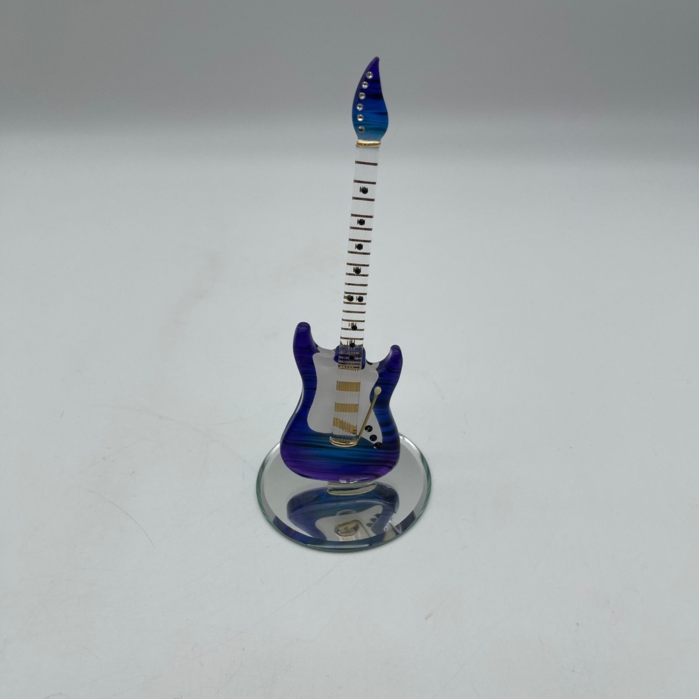 Glass Baron Purple Haze Vintage Guitar Swarovski Crystal 22kt Gold Figurine